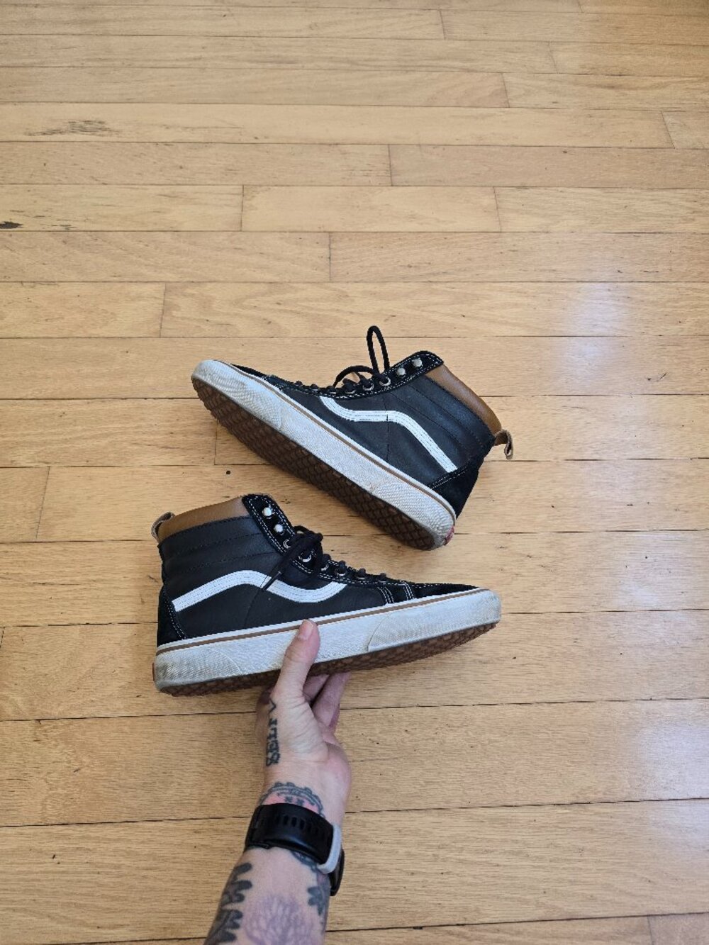 Vans | Sk8-Hi MT Black Leather Mountain Edition Gorpcore Sneakers | MENS 9